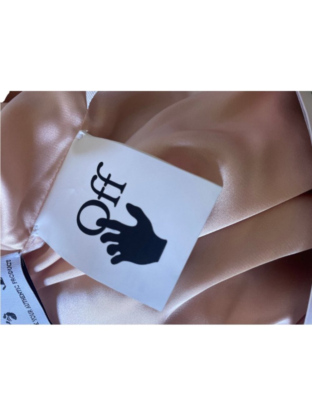 NEW Off-White Short Sleeve Shirt Sequin Rose Gold White Logo Glam Streetwear - Picture 10 of 16